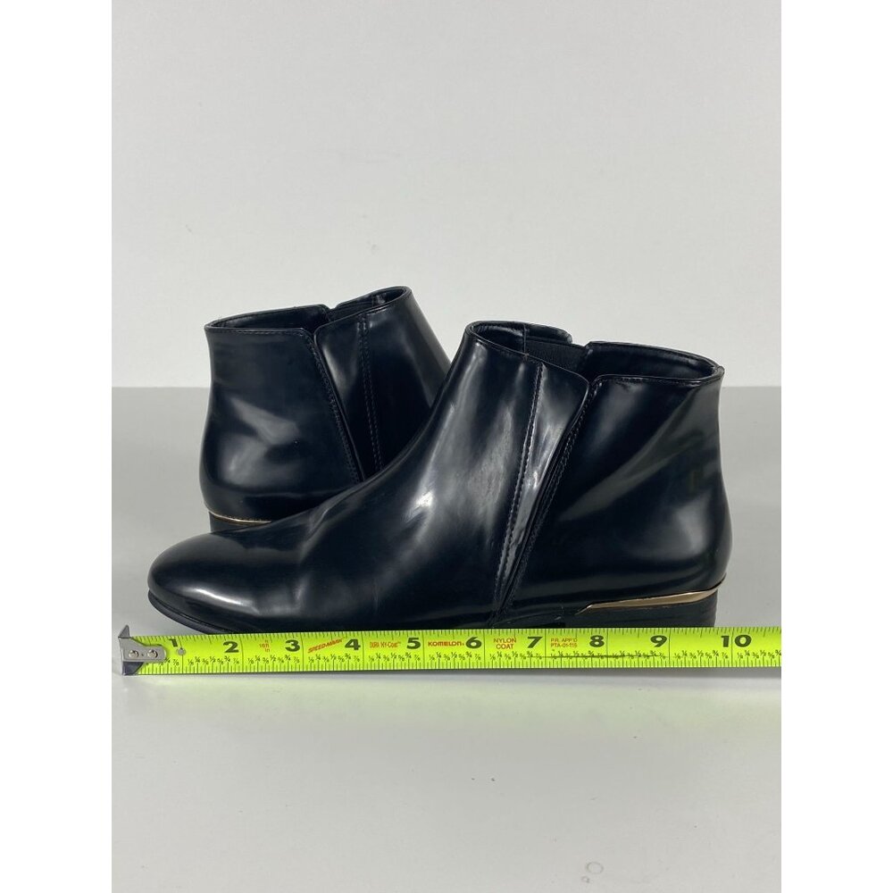 Zara Basic Collection Ankle Boots Booties Black w/ Gold Accent Women's 39 F155